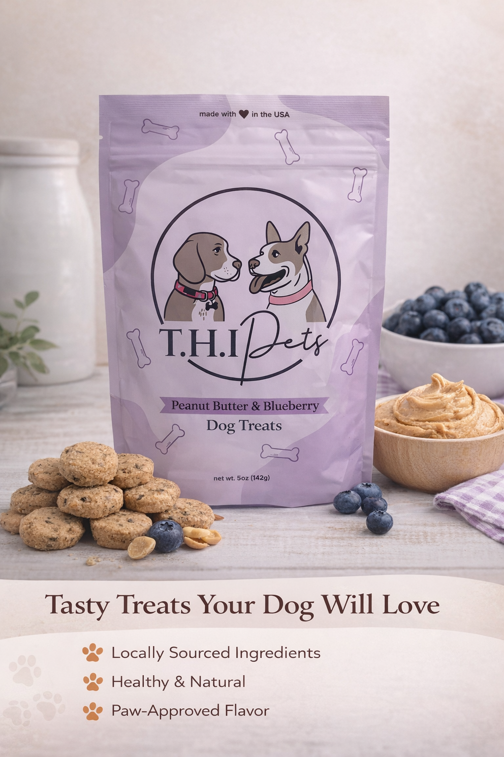 Peanut Butter & Blueberry Dog Treat